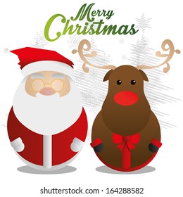 Vector Couple Of Cute Christmas Characters Isolated