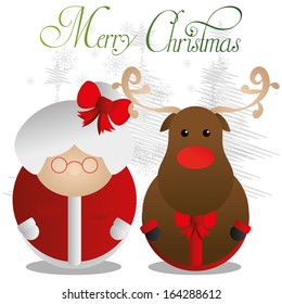 Vector Couple Of Cute Christmas Characters Isolated