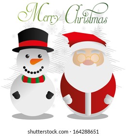 Vector Couple Of Cute Christmas Characters Isolated