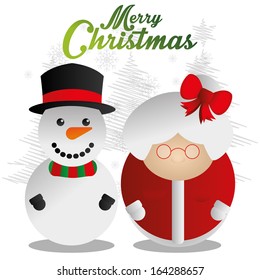 Vector Couple Of Cute Christmas Characters Isolated