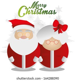 Vector Couple Of Cute Santa Claus And Mrs Claus Isolated