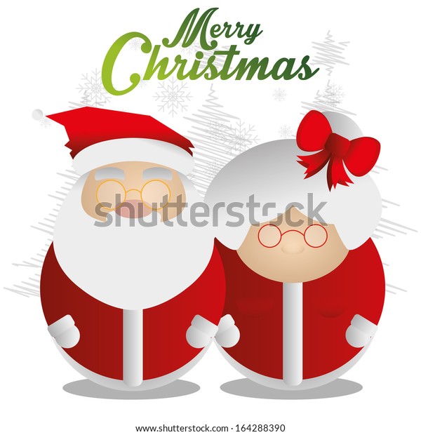 Vector Couple Cute Santa Claus Mrs Stock Vector Royalty Free 164288390