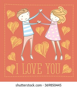 Vector couple fall In love. Valentine day concept 