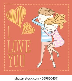 Vector couple fall In love. Valentine day concept 