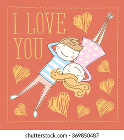 Vector couple fall In love. Valentine day concept 