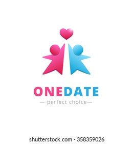 Vector couple with heart logo. Brand symbol