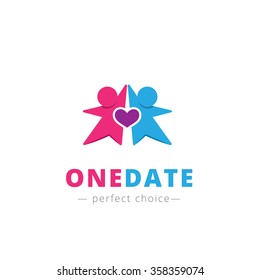 Vector couple with heart logo. Brand symbol