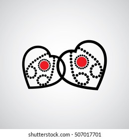 vector couple heart shape vintage design 
