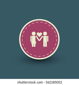 Vector couple in love icon template. Flat pictogram in retro style.