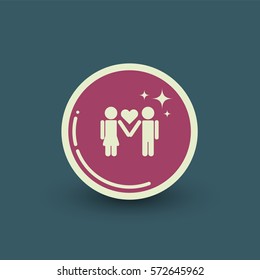 Vector couple in love icon template. Flat pictogram in retro style.