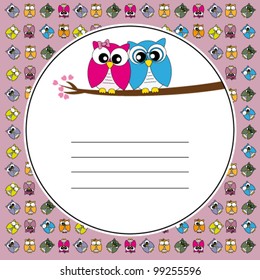 Vector - Couple of owls in love