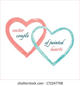 vector couple of painted hearts