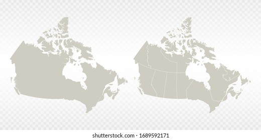 Vector couple soft yellow of map Canada. on transparent background.