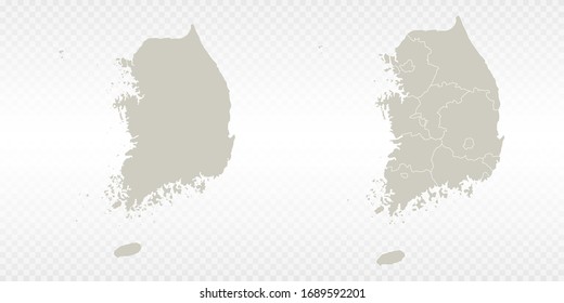 Vector couple soft yellow of map South Korea. on transparent background.
