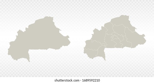 Vector couple soft yellow of map Burkina Faso. on transparent background.