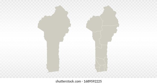 Vector couple soft yellow of map Benin. on transparent background.