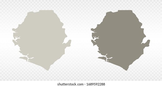 Vector couple soft yellow of map Sierra Leone. on transparent background.