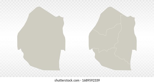 Vector couple soft yellow of map Swaziland. on transparent background.