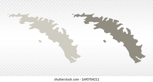 Vector couple soft yellow of map South Georgia. on transparent background.
