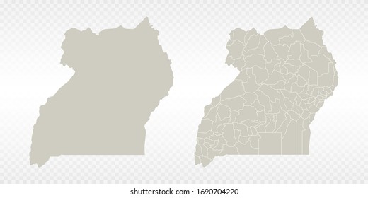 Vector couple soft yellow of map Uganda. on transparent background.