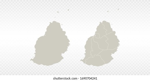 Vector couple soft yellow of map Mauritius. on transparent background.