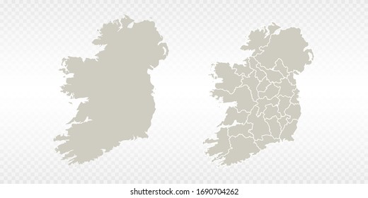 Vector couple soft yellow of map Ireland. on transparent background.