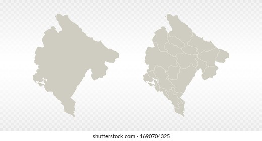 Vector couple soft yellow of map Montenegro. on transparent background.