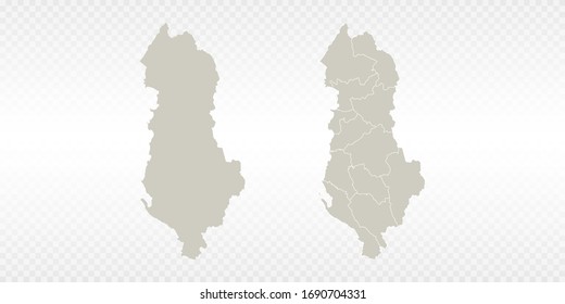 Vector couple soft yellow of map Albania. on transparent background.