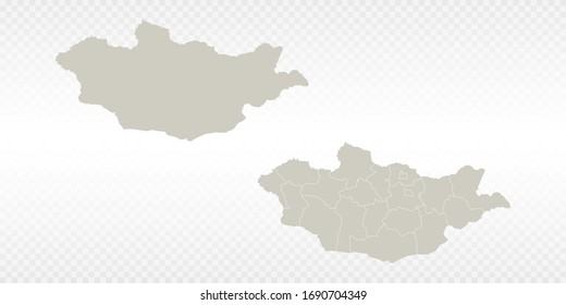 Vector couple soft yellow of map Mongolia. on transparent background.