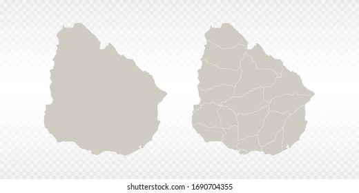 Vector couple soft yellow of map Uruguay. on transparent background.