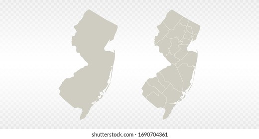 Vector couple soft yellow of map New Jersey. on transparent background.