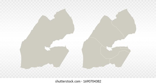 Vector couple soft yellow of map Djibouti. on transparent background.