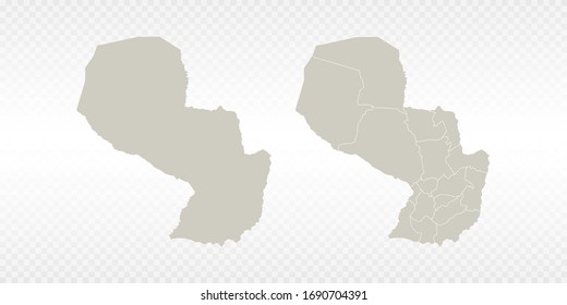 Vector couple soft yellow of map Paraguay. on transparent background.