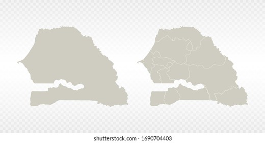 Vector couple soft yellow of map Senegal. on transparent background.