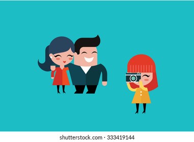 Vector Couple Taking A Picture