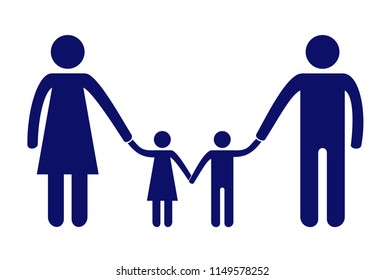 Vector couple with their son and daughter on white background