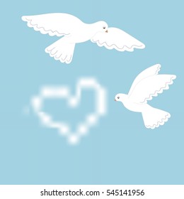 vector of couple white pigeon