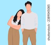 vector couple of a woman leaning on her boyfriend's shoulder, which expresses that she really loves her boyfriend