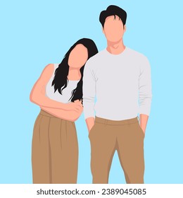 vector couple of a woman leaning on her boyfriend's shoulder, which expresses that she really loves her boyfriend