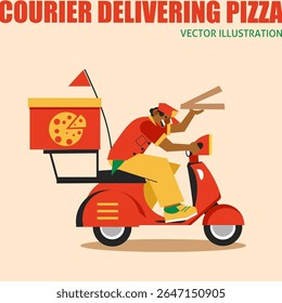 Vector Courier delivering pizza concept