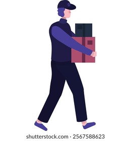 Vector courier with package delivery service icon