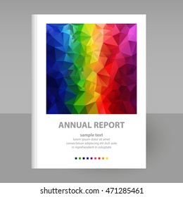 Vector Cover Of Annual Report With Full Color Spectrum Rainbow Design - Format A4 - Layout Brochure Concept