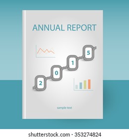 vector cover of annual report with year and two graphs - format A4 - layout brochure concept