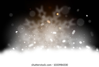 Vector cover with beautiful snowflakes. Decorative shining illustration with snow on abstract template. The template can be used as a new year background.