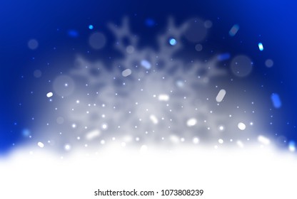 Vector cover with beautiful snowflakes. Decorative shining illustration with snow on abstract template. The template can be used as a new year background.