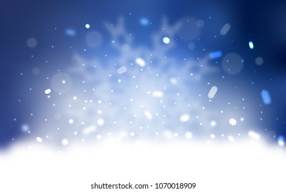 Vector cover with beautiful snowflakes. Snow on blurred abstract background with gradient. New year design for your business advert.
