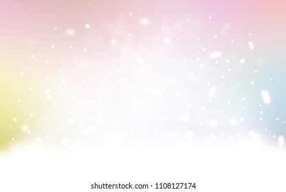 Vector cover with beautiful snowflakes. Snow on blurred abstract background with gradient. New year design for your business advert.