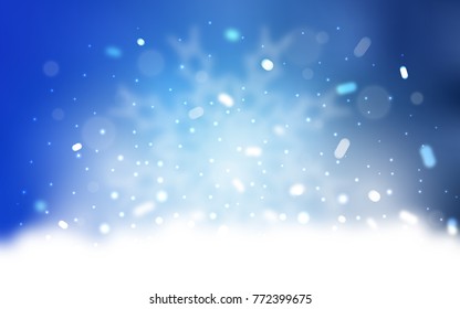 Vector cover with beautiful snowflakes. Snow on blurred abstract background with gradient. The pattern can be used for year new  websites.