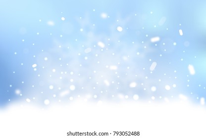 Vector cover with beautiful snowflakes. Snow on blurred abstract background with gradient. The pattern can be used for year new  websites.