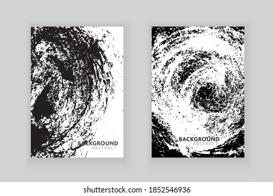 La plantilla del libro de portada de vectores mancha de pintura redonda fondo abstracto en blanco y negro.